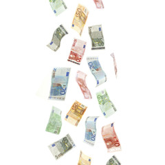 Sticker - Flying Euro banknotes isolated on white