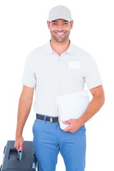 Poster - Confident male technician with toolbox and clipboard