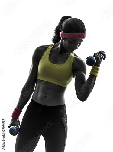 Plakat na zamówienie woman exercising fitness workout weight training silhouette