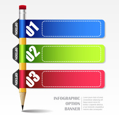 Fototapete - Infographic vector template with paper frames and pencil