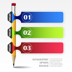 Fototapete - Infographic vector template with paper frames and pencil