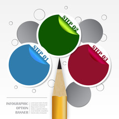 Fototapete - Infographic vector template with circle labels and pencil