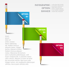 Fototapete - Infographic vector template with paper frames and pencil