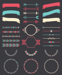 Wall Mural - various ribbons, arrows, badges and divider elements for design