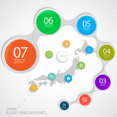 Poster - Japan Map and Elements Infographic. Vector illustration
