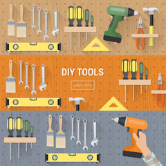 DIY tools banners set