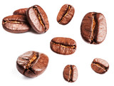 Fototapeta Mapy - Collection of Roasted Coffee Beans isolated on white background.