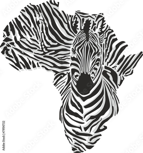 Fototapeta na wymiar Map of Africa with the head of giraffe