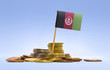 Flag of Afghanistan in a stack of coins.(series)