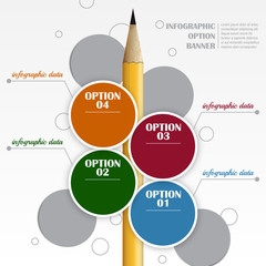 Fototapete - Infographic vector template with round labels and pencil