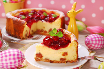 Wall Mural - cherry cheesecake for easter