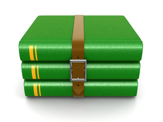 Poster - Stack of book with belt (clipping path included)