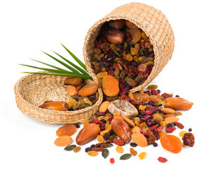 Wall Mural - nuts and dried fruits mix in a basket