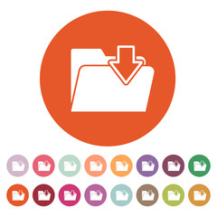 Poster - The folder icon. File download symbol. Flat