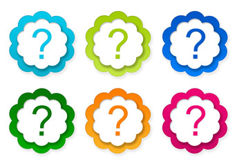 Wall Mural - set of colorful sticker icons with question mark symbol