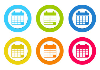 Wall Mural - colorful rounded icons with calendar symbol
