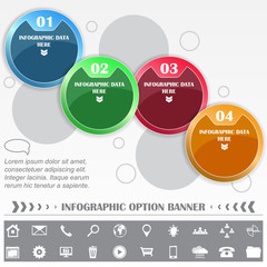 Fototapete - Infographic vector template with round labels and various icons 