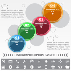 Fototapete - Infographic vector template with round labels and various icons 