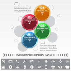Fototapete - Infographic vector template with round labels and various icons 