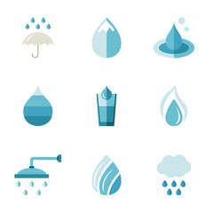 Sticker - water, ecology, freshness. Characters in a flat style