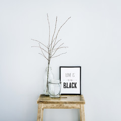 Wall Mural - Motivational frame LOVE IS THE NEW BLACK. Scandinavian style