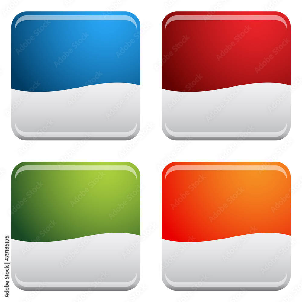 Rounded Square Button Icon Set Stock Vector | Adobe Stock