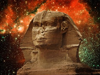Wall Mural - sphinx and small magellanic cloud (elements of this image furnis