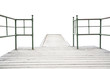 © artesiawells - Wood pier with iron railing isolated on white.