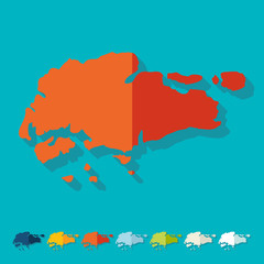 Aufkleber - flat design. singapore map