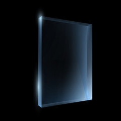 Wall Mural - Empty glass box isolated on a black background