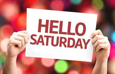 Hello Saturday card with colorful background