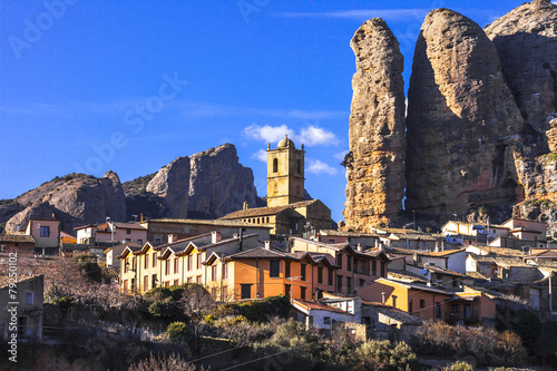 Village And Rocks Of Aguero Huesca Aragon Spain Stock Photo Adobe Stock
