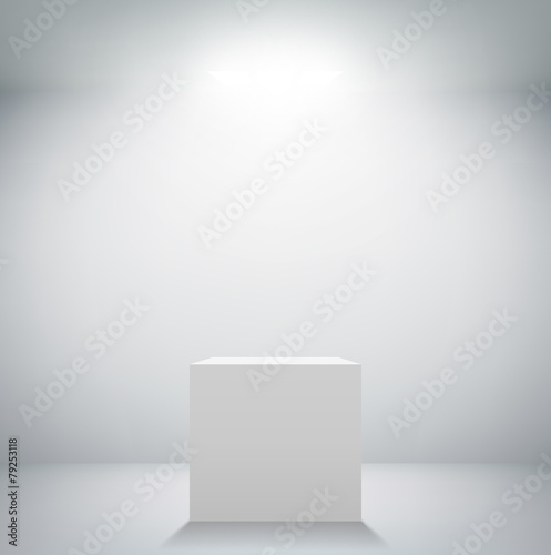 Fotografie, Obraz empty white room with a pedestal for presentation