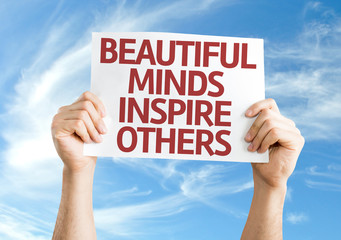 Beautiful Minds Inspire Others card with sky background