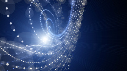 Fototapete - Futuristic particle wave background design with lights