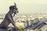 Fototapeta Paryż - Chimeras overlooking the skyline of Paris