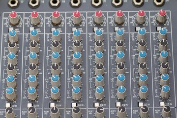 buttons equipment for sound mixer control. select focus