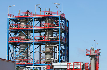 Wall Mural - workers on new petrochemical plant construction site