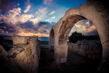 Ancient Arches At Kourion Archaeological Site. Limassol District