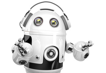 Aufkleber - Support robot with headphone. Technology concept. Isolated. Contains clipping path.
