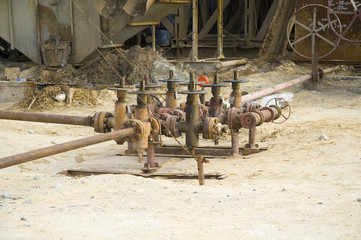 Wall Mural - Old gas pipilines with faucet