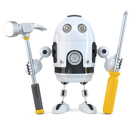 Poster - Robot worker. Technology concept. Isolated. Clipping path