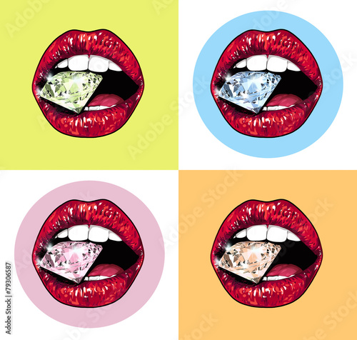 Plakat na zamówienie Bright lips holding a sparkling brilliant.