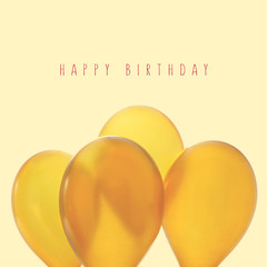 Poster - inflated golden balloons and text happy birthday, with a retro e