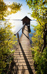 Poster - old wooden boathouse