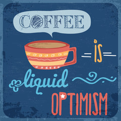 Wall Mural - retro background with coffee quote