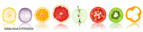 Fotografía Collection of fresh fruit and vegetable slices