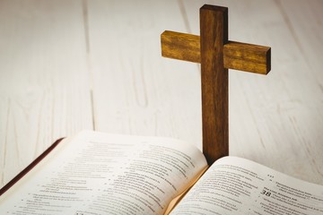 Sticker - Open bible and wooden cross