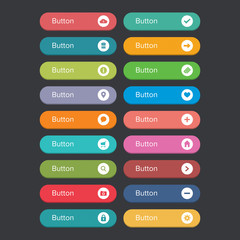 Wall Mural - flat rounded button set with icons