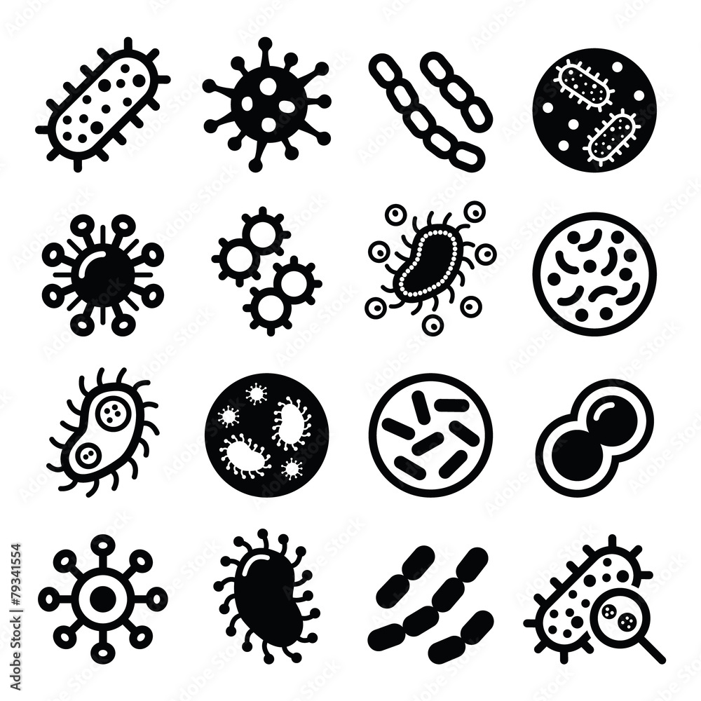 Bacteria, superbug, virus icons set Stock Vector | Adobe Stock